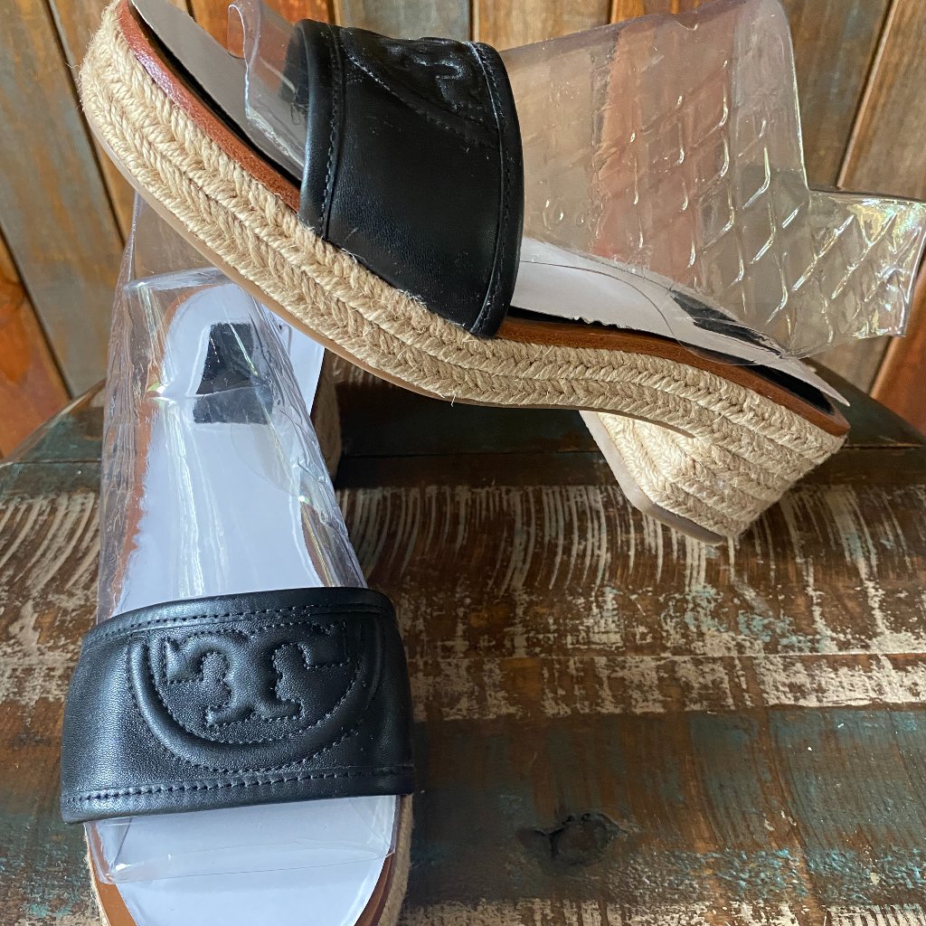 Tory Burch Espadrille Slide - Black, New - 7.5 - No Box.